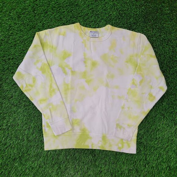 Champion Sweatshirt Medium 22x25 Green White Baggy - Picture 14 of 16